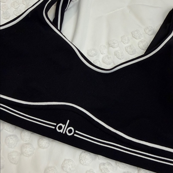 ALO Yoga Airbrush Heart Throb Bra BLACK WHITE SMALL - Picture 3 of 5